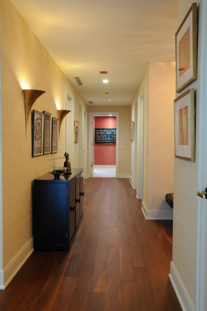 Hallway in a condominium renovation Formlinea Design Build, Chicago IL